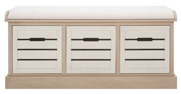 Safavieh Briar 3 Drawer Cushion Bench - Sand Frame | Benches | Modishstore - 2