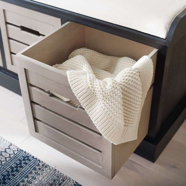 Safavieh Briar 3 Drawer Cushion Bench - Black Frame | Benches | Modishstore - 3