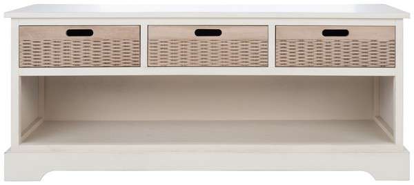 Safavieh Landers 3 Drawer Storage Bench - Distressed White | Benches | Modishstore