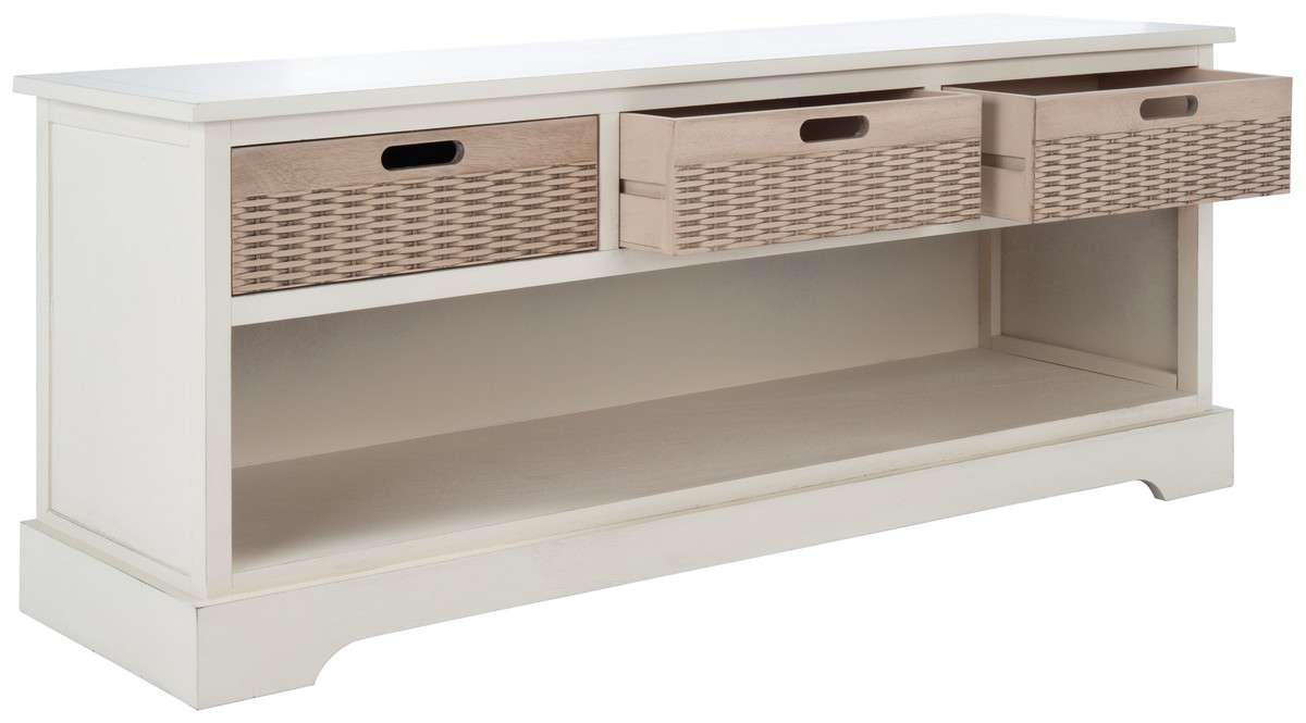 Safavieh Landers 3 Drawer Storage Bench - Distressed White | Benches | Modishstore - 2