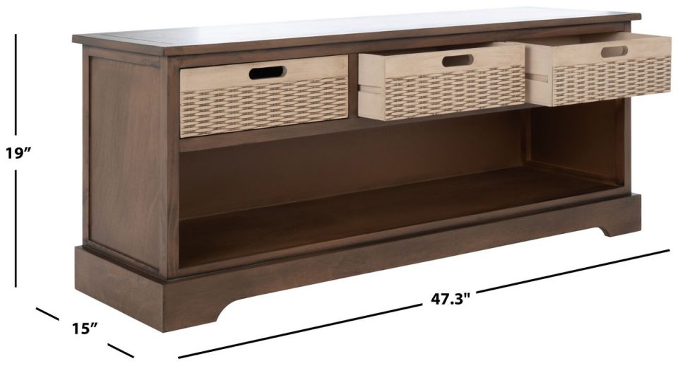 Safavieh Landers 3 Drawer Storage Bench | Stools & Benches |  Modishstore  - 8