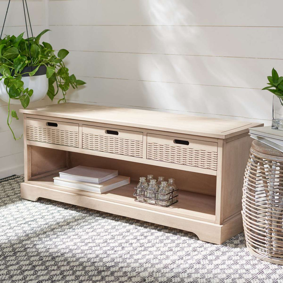 Safavieh Landers 3 Drawer Storage Bench - Sand | Benches | Modishstore - 4