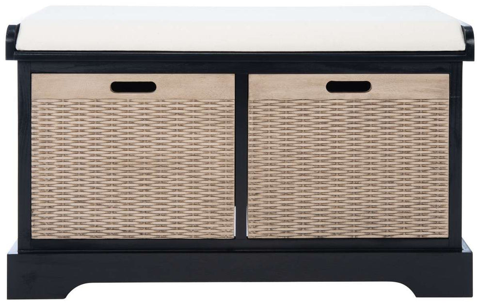 Safavieh Landers 2 Drawer/Cushion Storage Bench - Black | Benches | Modishstore - 3