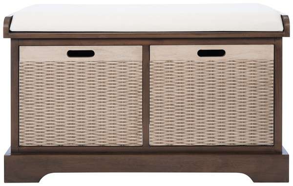 Safavieh Landers 2 Drawer/Cushion Storage Bench - Brown | Benches | Modishstore - 2