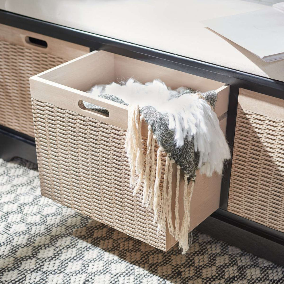 Safavieh Landers 3 Drawer/Cushion Storage Bench - Black | Benches | Modishstore - 4