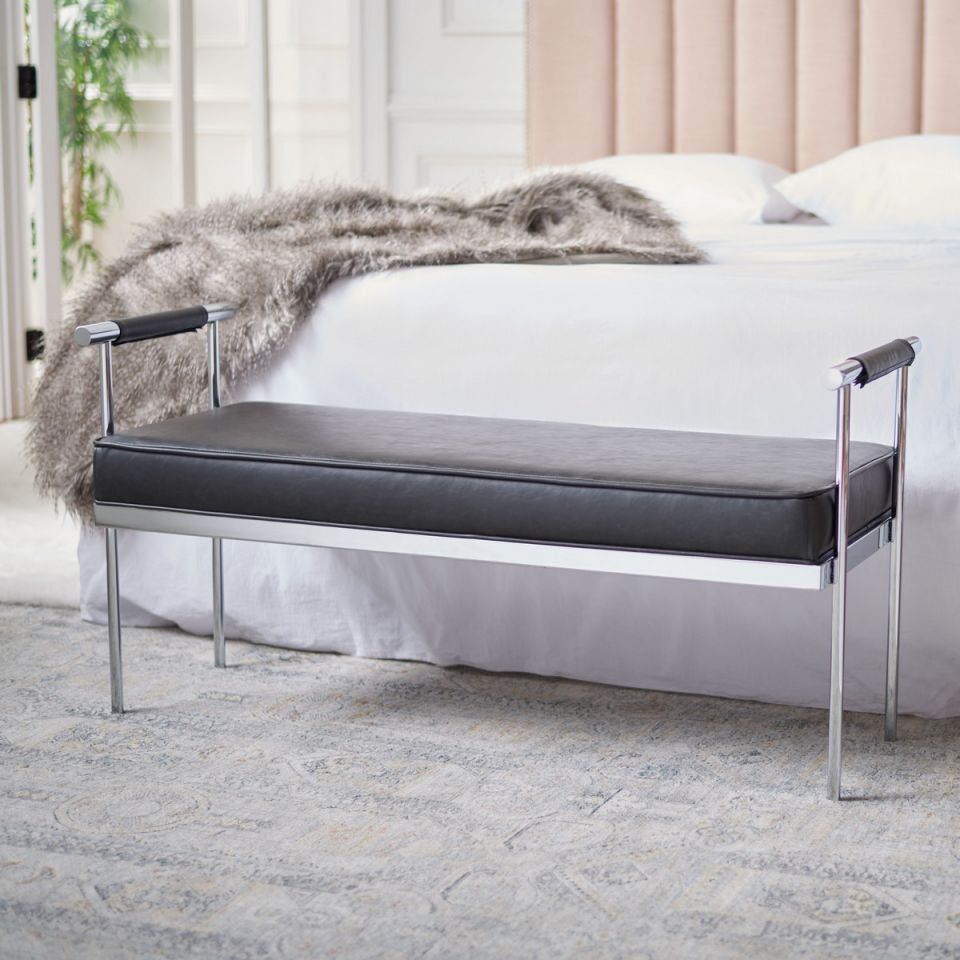 Safavieh Pim Long Rectangle Bench W/ Arms | Benches | Modishstore - 20
