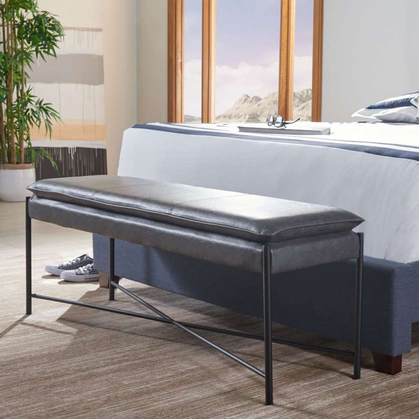 Safavieh Kara Cushioned X Bench | Benches | Modishstore - 1