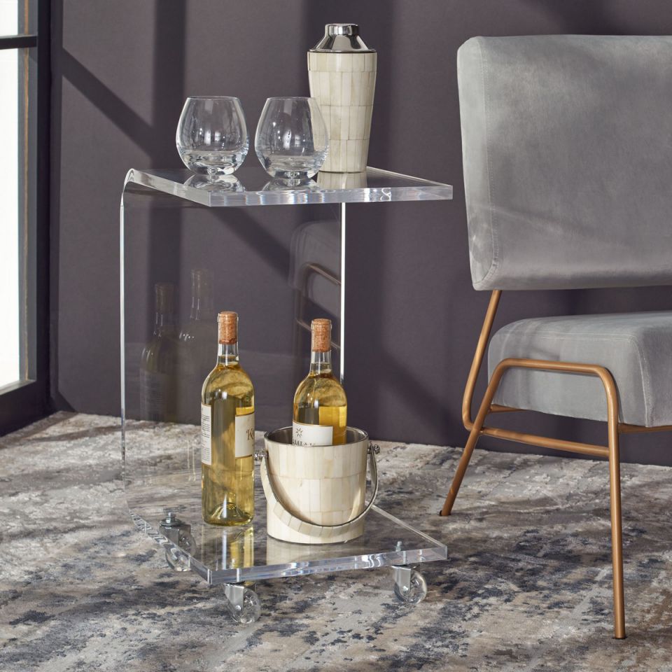 Safavieh Rollins Acrylic Bar Cart | Bar Carts | Modishstore - 2