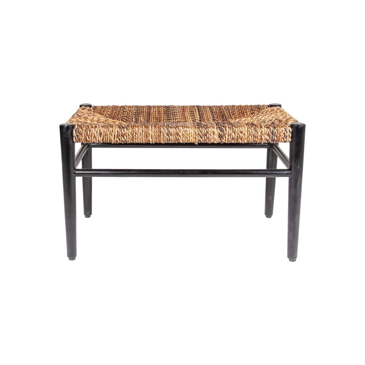 29.5" Damen Abaca Bench, Black And Natural-Mahogany/ Abaca by Jeffan | Benches | Modishstore