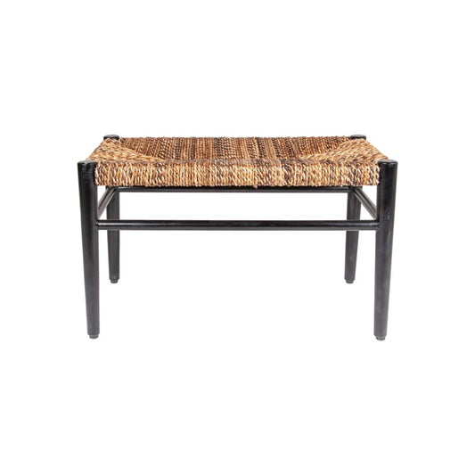 29.5" Damen Abaca Bench, Black And Natural-Mahogany/ Abaca by Jeffan | Benches | Modishstore