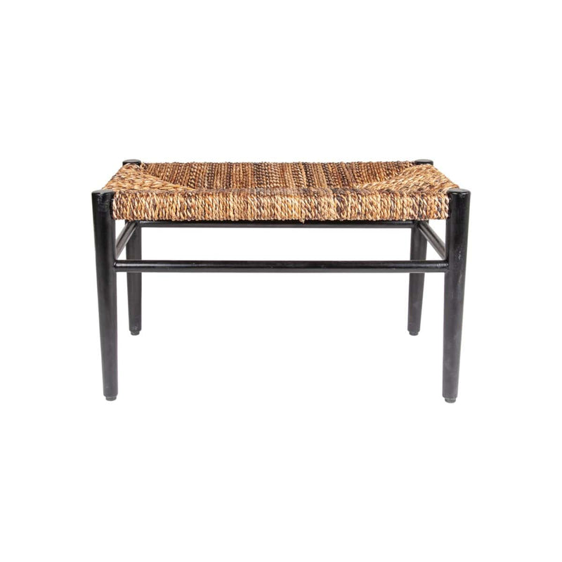 29.5" Damen Abaca Bench, Black And Natural-Mahogany/ Abaca by Jeffan | Benches | Modishstore