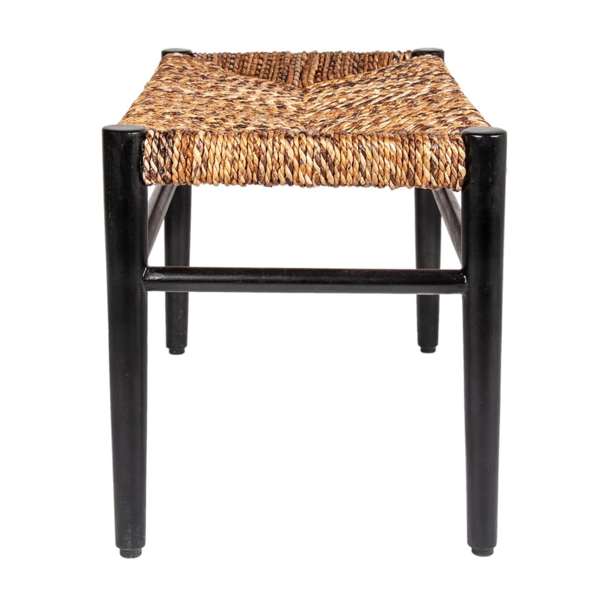 29.5" Damen Abaca Bench, Black And Natural-Mahogany/ Abaca by Jeffan | Benches | Modishstore - 2