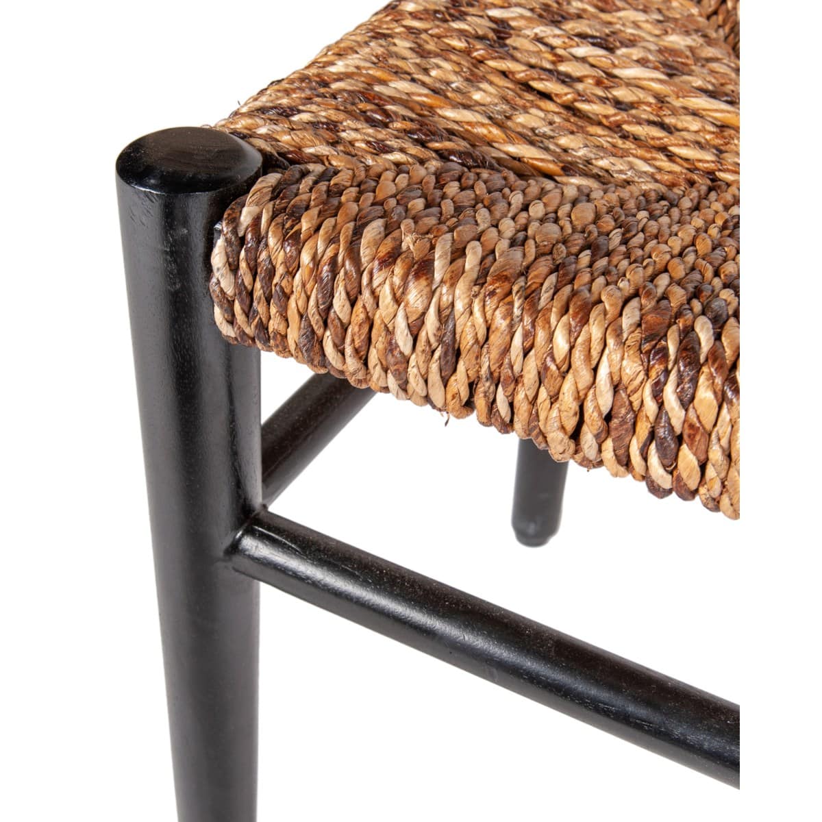 29.5" Damen Abaca Bench, Black And Natural-Mahogany/ Abaca by Jeffan | Benches | Modishstore - 3