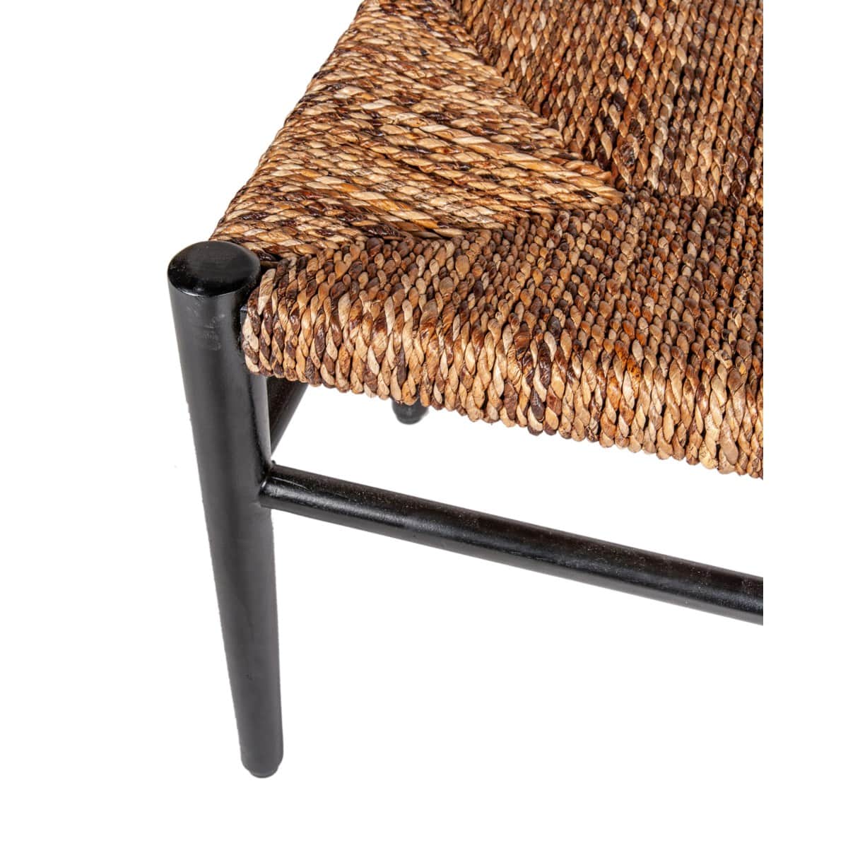 29.5" Damen Abaca Bench, Black And Natural-Mahogany/ Abaca by Jeffan | Benches | Modishstore - 4
