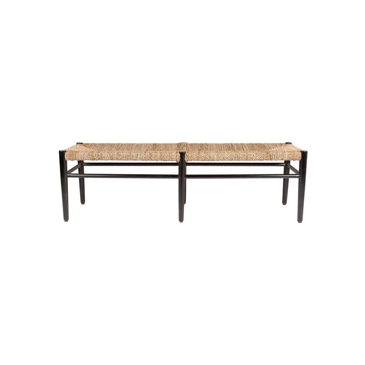 59" Adler Mahogany / Seagrass Bench, Black and Natural by Jeffan | Benches | Modishstore