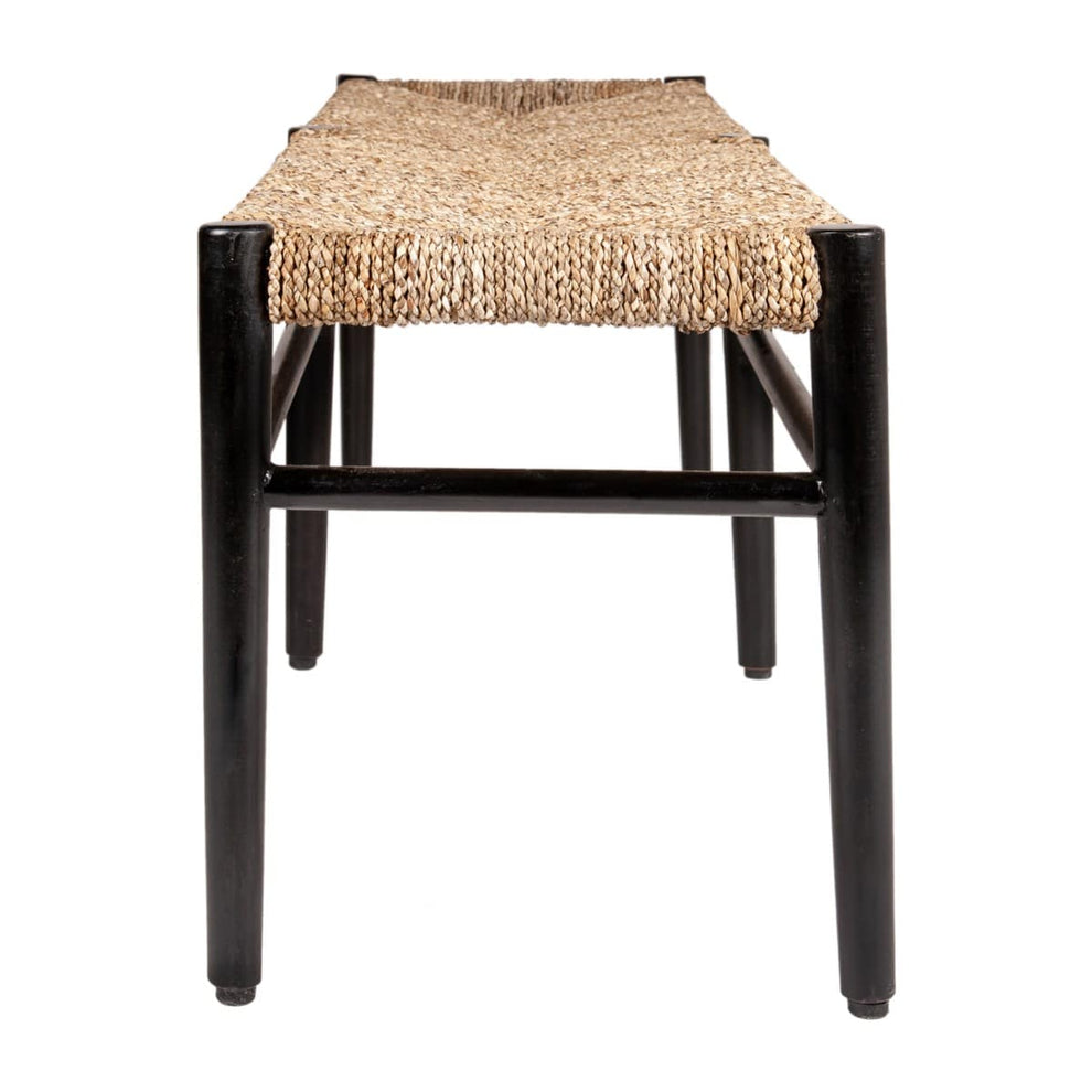 59" Adler Mahogany / Seagrass Bench, Black and Natural by Jeffan | Benches | Modishstore - 2