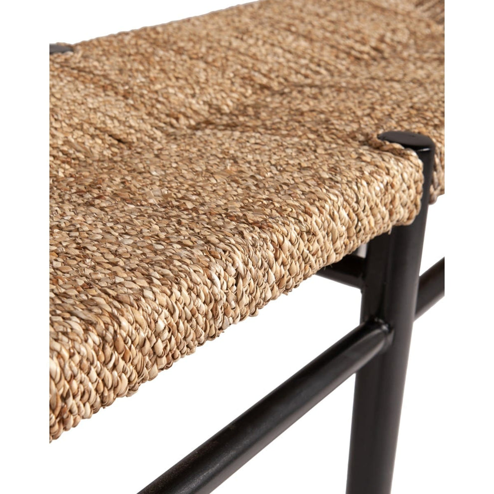 59" Adler Mahogany / Seagrass Bench, Black and Natural by Jeffan | Benches | Modishstore - 3
