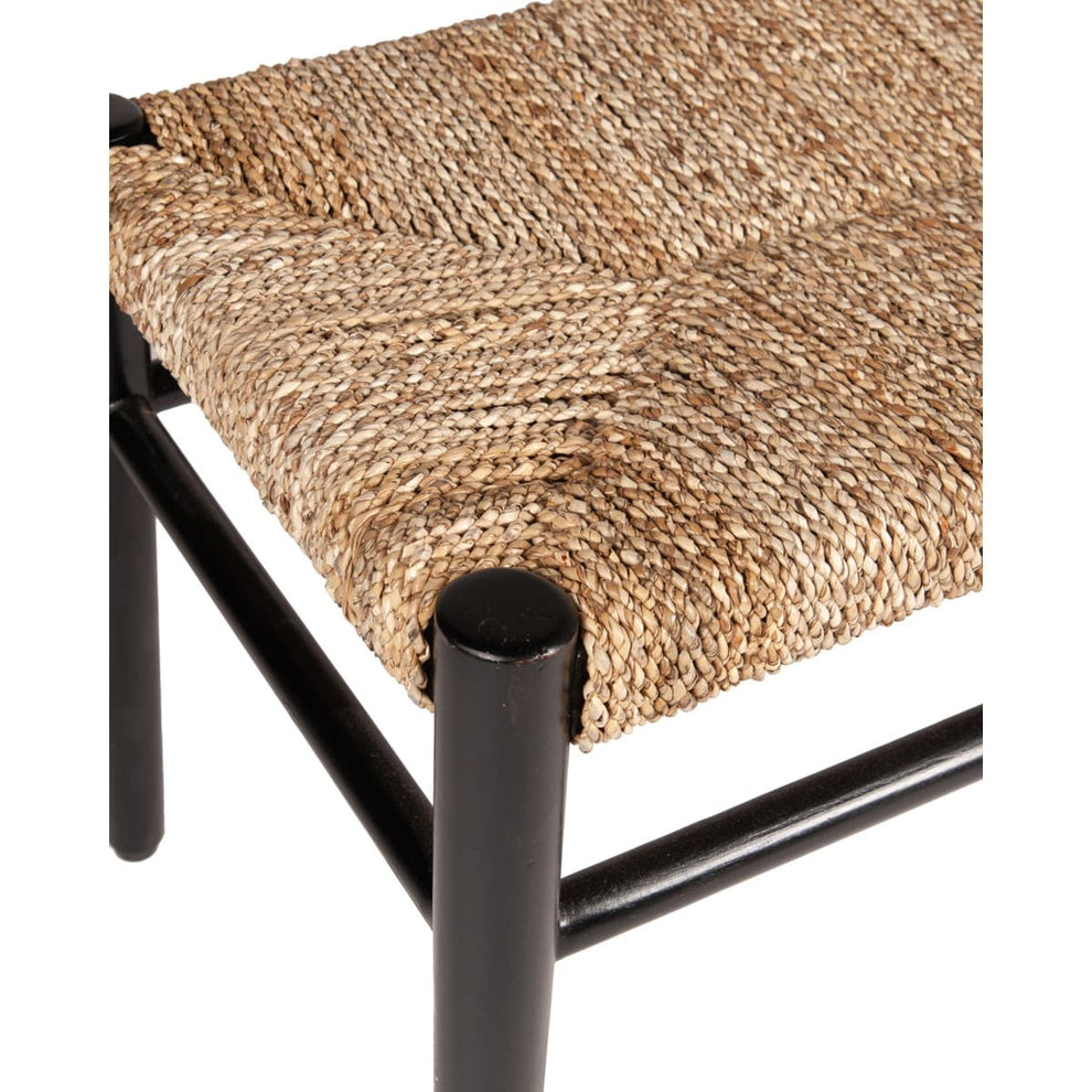 59" Adler Mahogany / Seagrass Bench, Black and Natural by Jeffan | Benches | Modishstore - 4