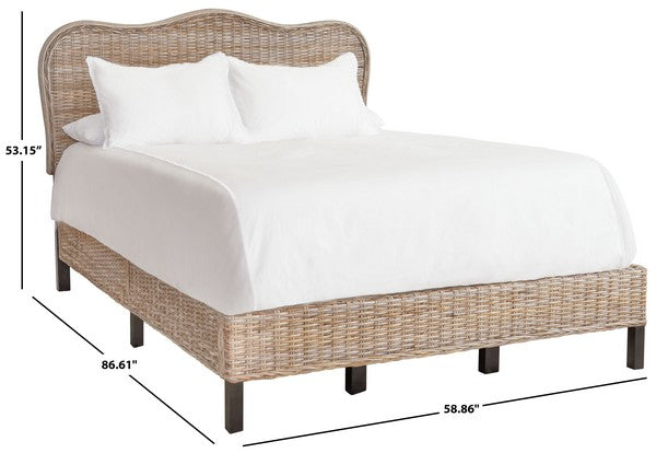 Safavieh Daejon Rattan Bed Queen Size - Grey | Beds | Modishstore - 4