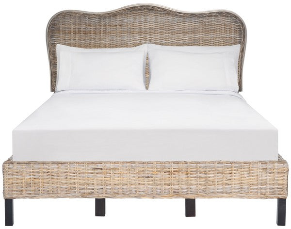Safavieh Daejon Rattan Bed Queen Size - Grey | Beds | Modishstore - 2