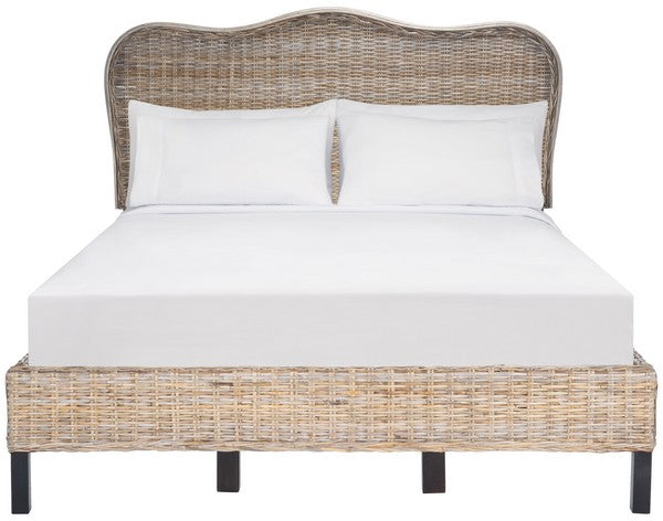 Safavieh Daejon Rattan Bed Full Size - Grey | Beds | Modishstore - 2