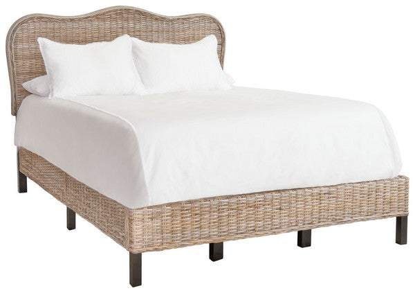 Safavieh Daejon Rattan Bed Queen Size - Grey | Beds | Modishstore - 3