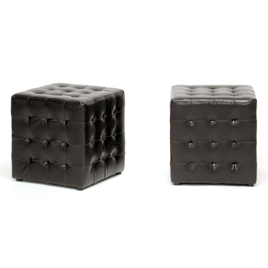 Baxton Studio Siskal Black Modern Cube Ottoman (Set of 2) | Ottomans | Modishstore - 4
