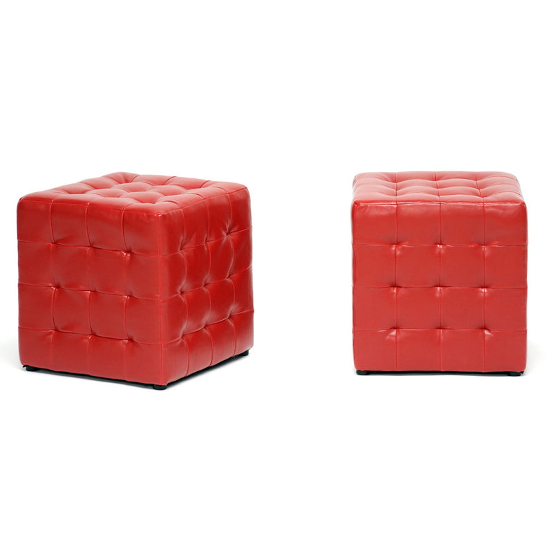 Baxton Studio Siskal Black Modern Cube Ottoman (Set of 2) | Ottomans | Modishstore - 2
