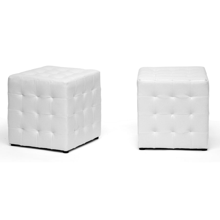 Baxton Studio Siskal Black Modern Cube Ottoman (Set of 2) | Ottomans | Modishstore - 3