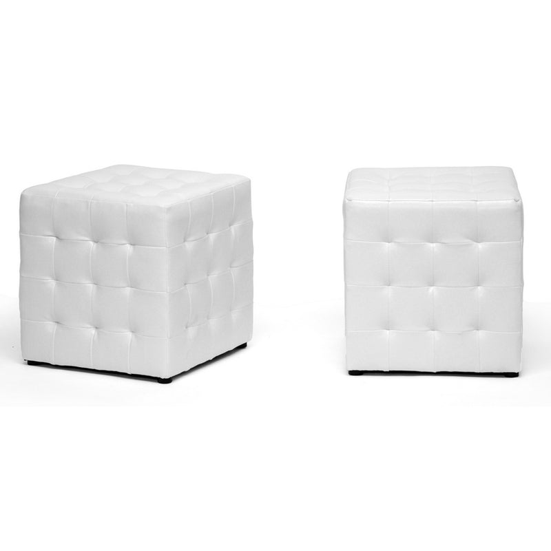 Baxton Studio Siskal Black Modern Cube Ottoman (Set of 2) | Ottomans | Modishstore - 3