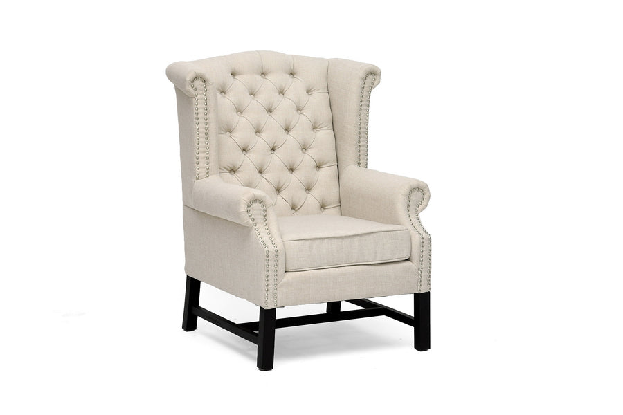 Baxton Studio Sussex Beige Linen Club Chair | Modishstore | Accent Chairs