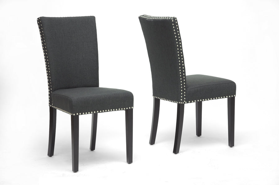 Baxton Studio Harrowgate Dark Gray Linen Modern Dining Chair (Set of 2) | Dining Chairs | Modishstore