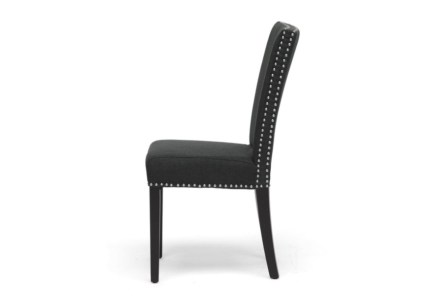 Baxton Studio Harrowgate Dark Gray Linen Modern Dining Chair (Set of 2) | Dining Chairs | Modishstore - 3