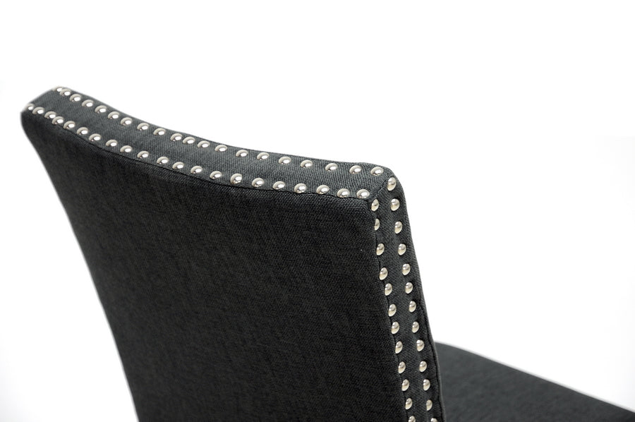 Baxton Studio Harrowgate Dark Gray Linen Modern Dining Chair (Set of 2) | Dining Chairs | Modishstore - 2