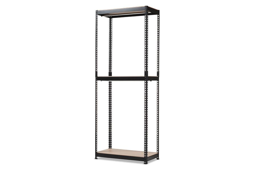 baxton studio gavin black metal 3 shelf closet storage racking organizer | Modish Furniture Store-2