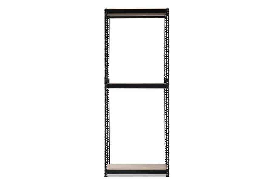 baxton studio gavin black metal 3 shelf closet storage racking organizer | Modish Furniture Store-3