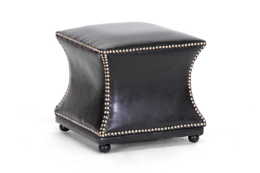 baxton studio ellastone dark brown modern leather ottoman | Modish Furniture Store-2