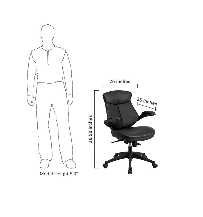 Flash Furniture Mid-Back Black Leather Executive Swivel Office Chair With Back Angle Adjustment And Flip-Up Arms | Office Chairs | Modishstore - 5