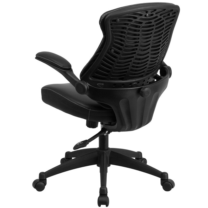 Flash Furniture Mid-Back Black Leather Executive Swivel Office Chair With Back Angle Adjustment And Flip-Up Arms | Office Chairs | Modishstore - 3