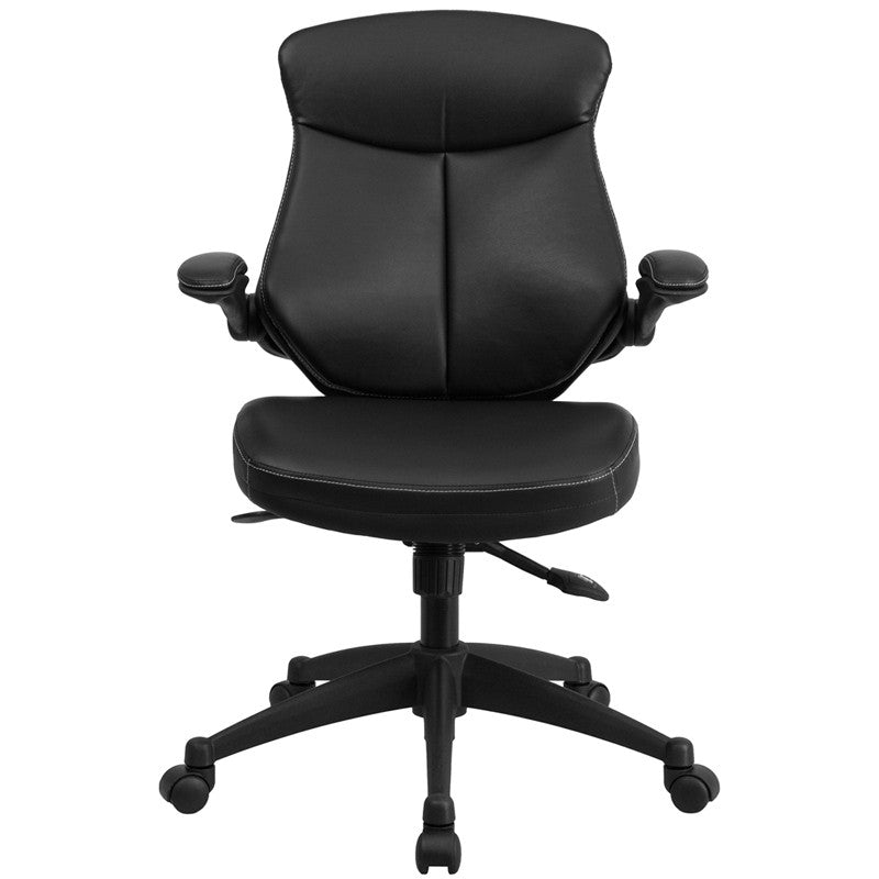 Flash Furniture Mid-Back Black Leather Executive Swivel Office Chair With Back Angle Adjustment And Flip-Up Arms | Office Chairs | Modishstore - 2