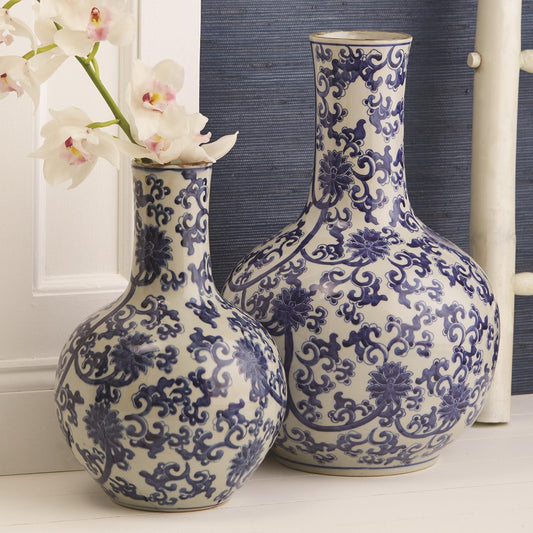 Blue & White Lotus Vase By Set Of 2 Tozai Home | Vases | Modishstore
