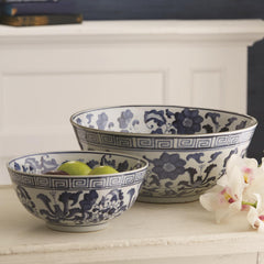 Blue & White Lotus Flower Bowl Set Of 4 By Tozai Home