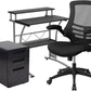 Work From Home Kit - Black Computer Desk, Ergonomic Mesh Office Chair and Locking Mobile Filing Cabinet with Inset Handles | Office Chairs | Modishstore - 1