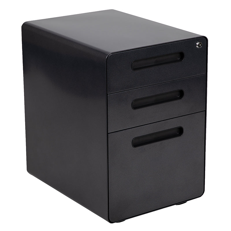 Work From Home Kit - Black Computer Desk, Ergonomic Mesh Office Chair and Locking Mobile Filing Cabinet with Inset Handles | Office Chairs | Modishstore - 5