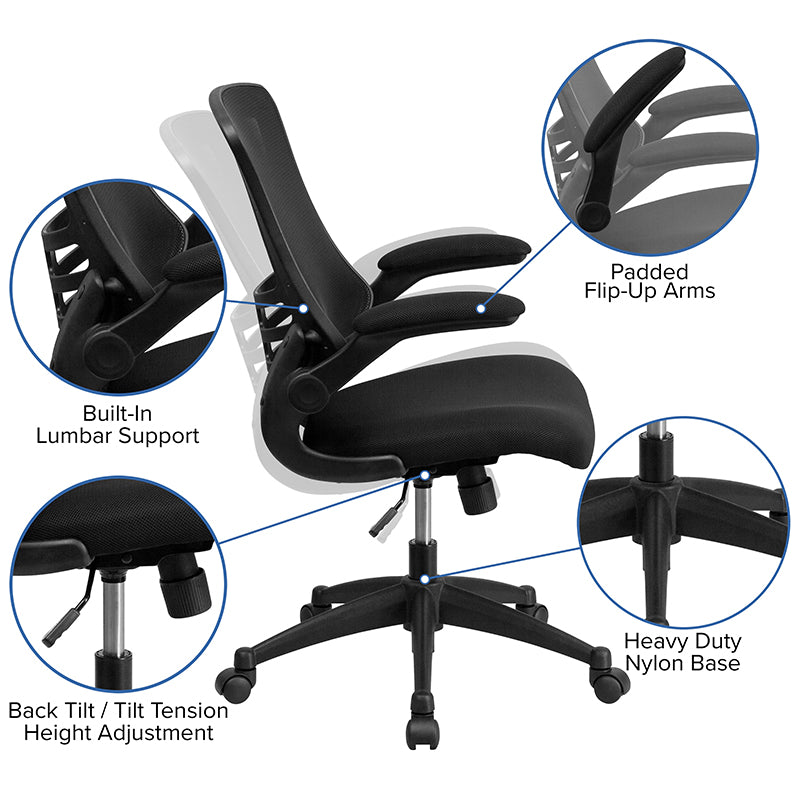Work From Home Kit - Black Computer Desk, Ergonomic Mesh Office Chair and Locking Mobile Filing Cabinet with Inset Handles | Office Chairs | Modishstore - 6