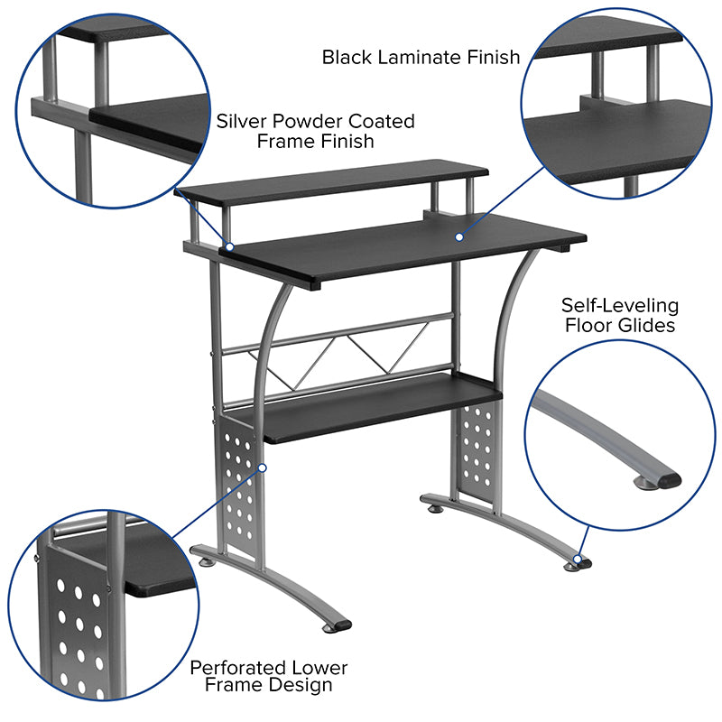 Work From Home Kit - Black Computer Desk, Ergonomic Mesh Office Chair and Locking Mobile Filing Cabinet with Inset Handles | Office Chairs | Modishstore-7