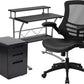 Work From Home Kit - Black Computer Desk, Ergonomic Mesh/Leather Soft Office Chair and Locking Mobile Filing Cabinet | Office Chairs | Modishstore - 1