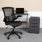 Work From Home Kit - Black Computer Desk, Ergonomic Mesh/Leather Soft Office Chair and Locking Mobile Filing Cabinet | Office Chairs | Modishstore - 2