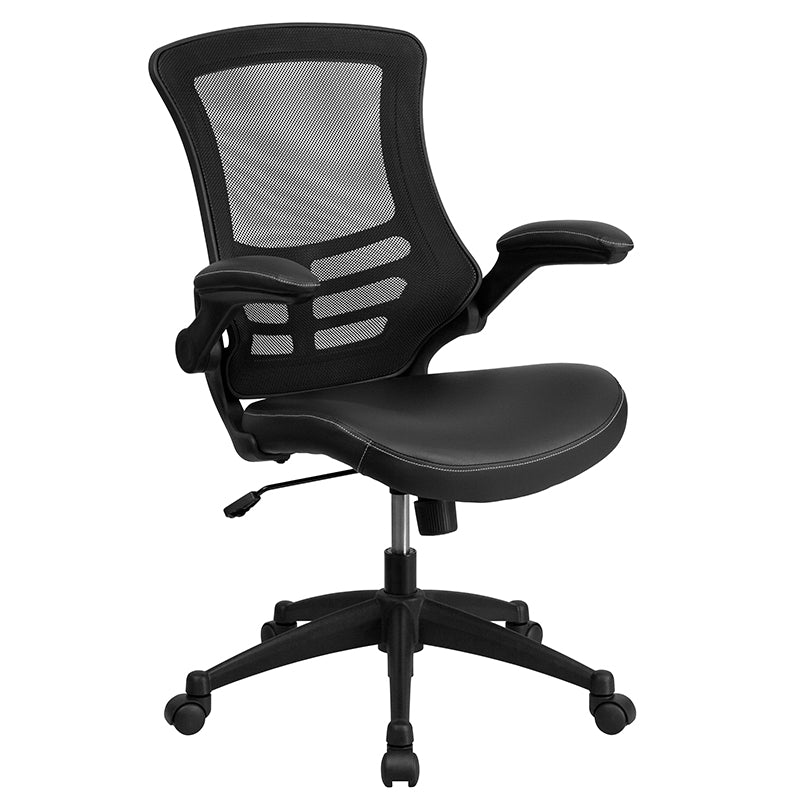 Work From Home Kit - Black Computer Desk, Ergonomic Mesh/Leather Soft Office Chair and Locking Mobile Filing Cabinet | Office Chairs | Modishstore-3