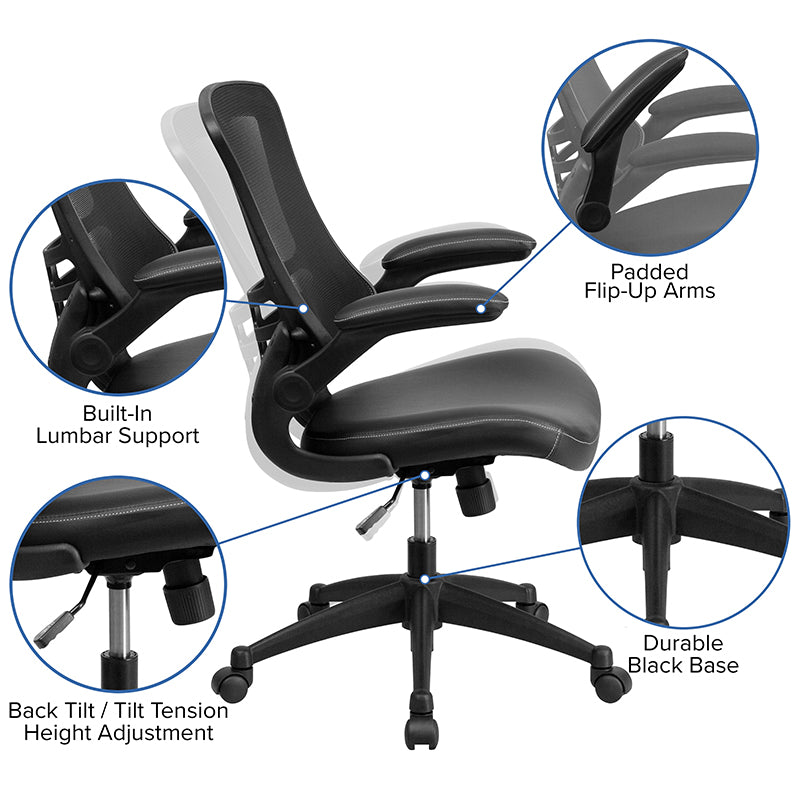 Work From Home Kit - Black Computer Desk, Ergonomic Mesh/Leather Soft Office Chair and Locking Mobile Filing Cabinet | Office Chairs | Modishstore - 6